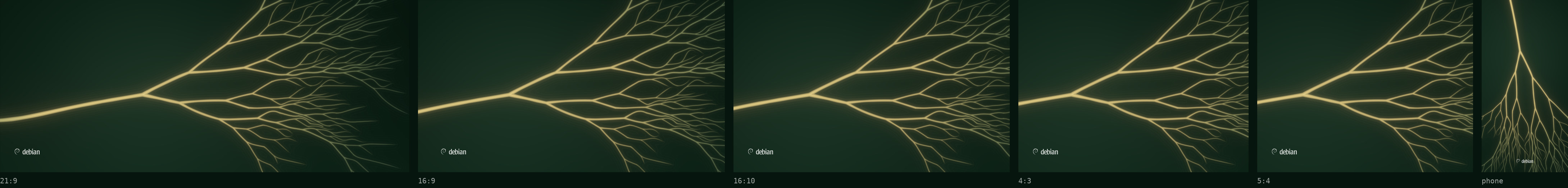 The wallpaper at 21:9, 16:9, 16:10, 4:3, 5:4 and a phone screen, side by side.
